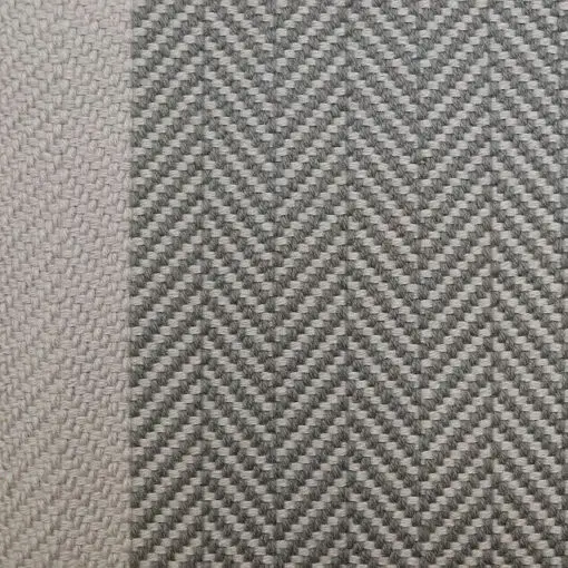 H&T Flatweave Stair Runner, Herringbone Border Nickel & Lt. Grey