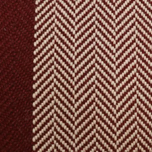 H&T Flatweave Stair Runner, Herringbone Border Burnt Sienna & Putty