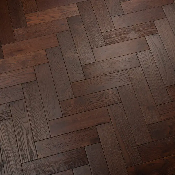 FMYTD Engineered Herringbone Walnut Stain Brushed Lac